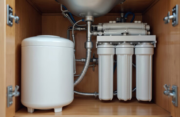 Reverse osmosis system installed under kitchen sink