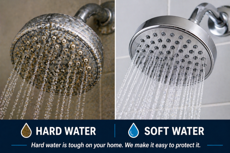 Two shower heads comparison hard water buildup vs clean shower head