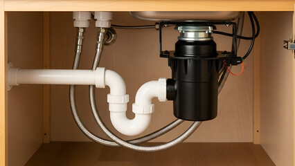 Garbage disposal installed under kitchen sink